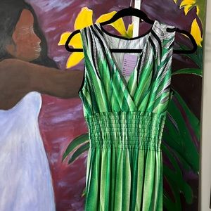 GREEN,WHITE,SRIPES DRESS